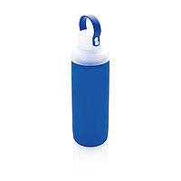 Стеклянная бутылка в силиконовом чехле, синий; , , высота 22,2 см., диаметр 7 см., P436.655