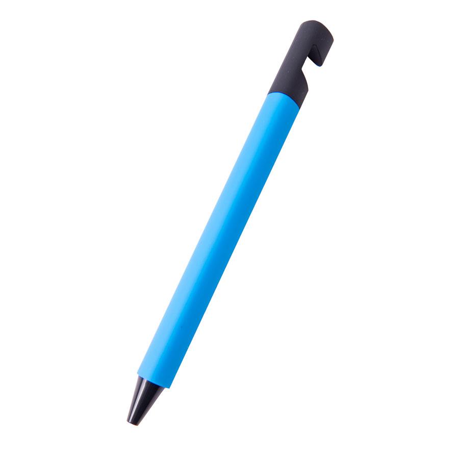 N5 soft, ручка шариковая, голубой/черный, пластик,soft-touch, подставка для смартфона, Голубой, -, 27201 22 - фото 2 - id-p90192186
