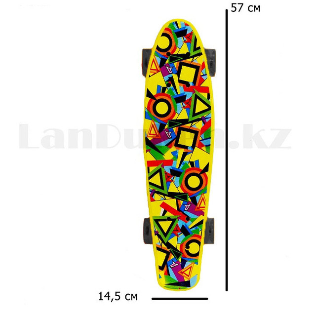 Penni bord podrostkovyj 56*15 Penny Board s gelevymi svetyashchimisya prozrachnymi kolesami goluboj