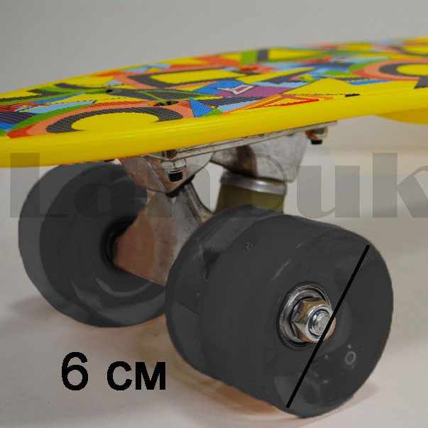 Penni bord podrostkovyj 56*15 Penny Board s gelevymi svetyashchimisya prozrachnymi kolesami goluboj