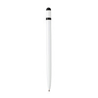 Металлическая ручка-стилус Slim, белый, белый; , , высота 14 см., диаметр 0,8 см., P610.883