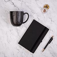 Набор подарочный BLACKNGOLD: кружка, ручка, бизнес-блокнот, коробка со стружкой, черный, , 35064
