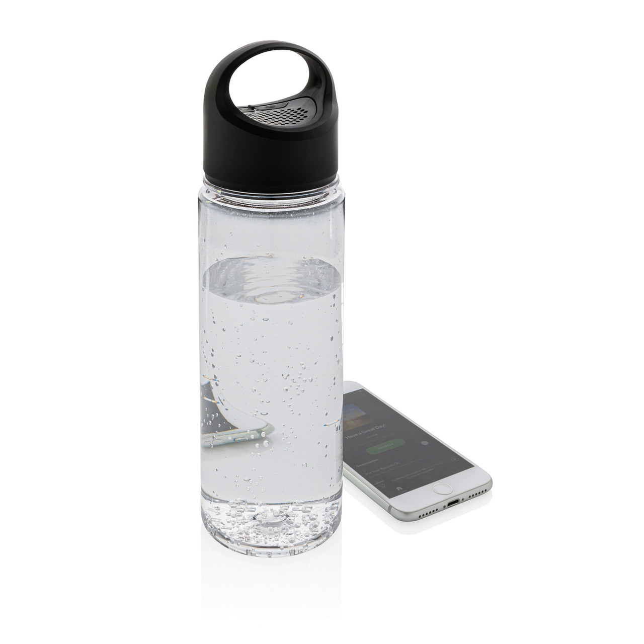 Бутылка для воды с беспроводной колонкой, черный; прозрачный, , высота 25,3 см., диаметр 7,1 см., P436.331 - фото 4 - id-p69072969