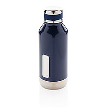 Герметичная вакуумная бутылка с шильдиком, синий, , высота 20,3 см., диаметр 7,5 см., P436.675