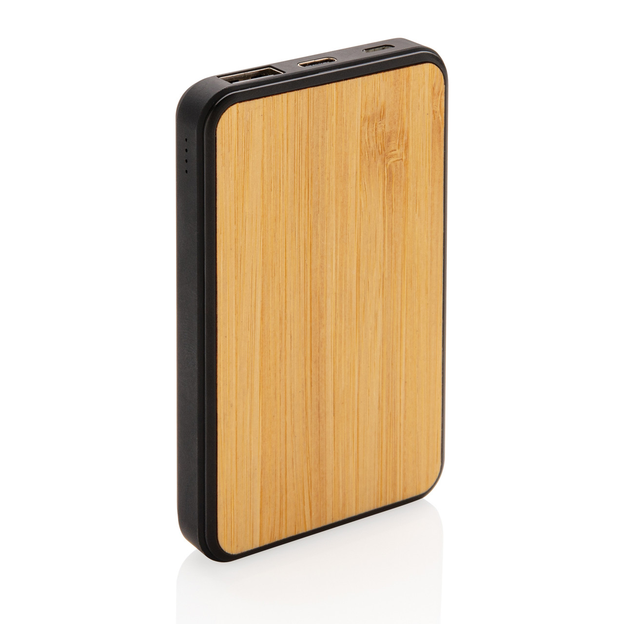Бамбуковый карманный внешний аккумулятор Fashion, 5000 mAh, черный; , Длина 10,1 см., ширина 6,5 см., высота - фото 3 - id-p69523137