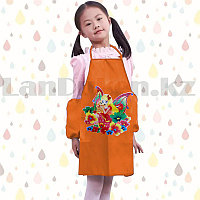 Детский фартук для творчества с манжетами с передними карманами Фея оранжевый