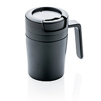 Термокружка с ручкой Coffee-to-go, черный, черный, , высота 10 см., диаметр 7 см., P432.941