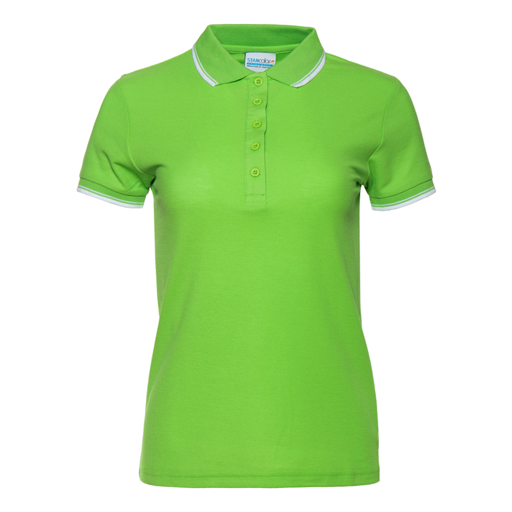 Рубашка поло женская STAN с окантовкой хлопок/полиэстер 185, 04BK, Ярко-зелёный (26) (42/XS)