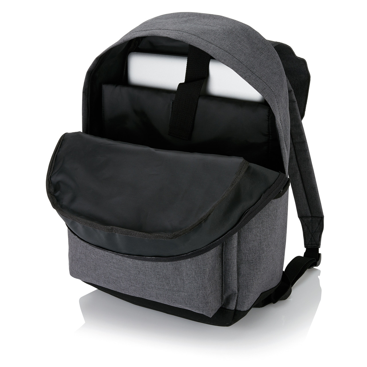 Стильный рюкзак для ноутбука с застежками на кнопках, серый; , Длина 43 см., ширина 15,5 см., высота 30 см., - фото 6 - id-p69073199
