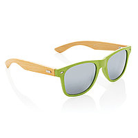 Солнцезащитные очки Wheat straw с бамбуковыми дужками, зеленый, Длина 14,5 см., ширина 3,5 см., высота 5,3