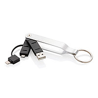 USB-кабель MFi 2 в 1, серебряный; черный, Длина 1,4 см., ширина 3 см., высота 11,7 см., P302.042