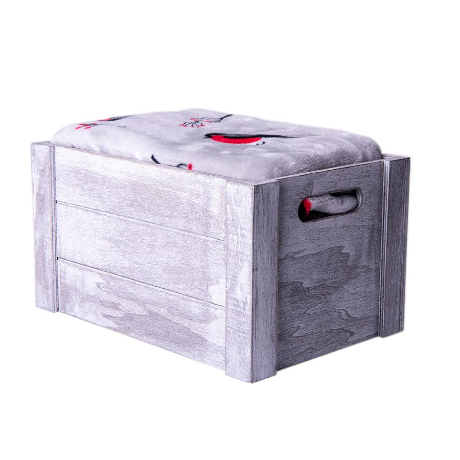 Плед новогодний  "Снегири" в подарочной коробке, 130х150 см, серый, красный, , 20321