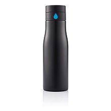 Бутылка для воды Aqua, черная, черный; синий, , высота 20,9 см., диаметр 7 см., P436.881