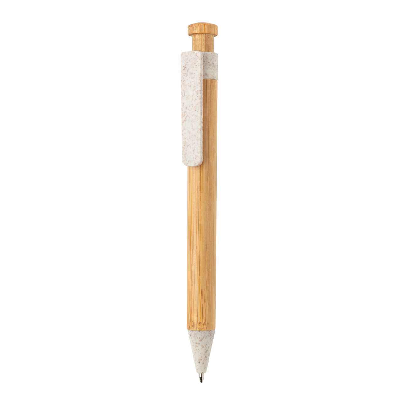 Бамбуковая ручка с клипом из пшеничной соломы, белый; , , высота 13,8 см., диаметр 1,1 см., P610.543 - фото 1 - id-p79083155