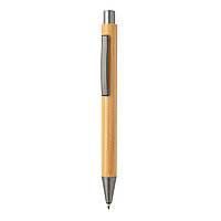 Тонкая бамбуковая ручка, коричневый; серебряный, , высота 13,8 см., диаметр 1,1 см., P610.569