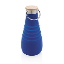 Герметичная силиконовая складная бутылка, 600 мл, синий, , высота 19,5 см., диаметр 9,1 см., P436.745