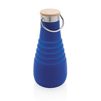 Герметичная силиконовая складная бутылка, 600 мл, синий, , высота 19,5 см., диаметр 9,1 см., P436.745