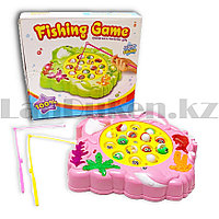 Музыкальный игровой набор рыбалка с пираньями на механической платформе две удочки розовый