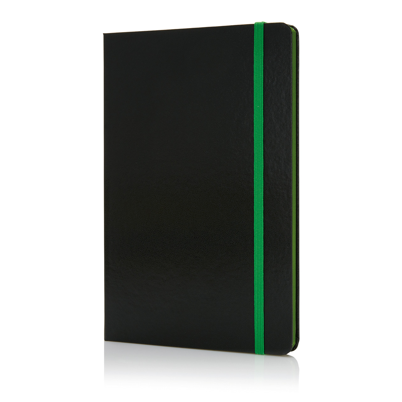 Блокнот на резинке с цветным срезом, А5, зеленый; черный, Длина 1,5 см., ширина 14,2 см., высота 21,3 см., - фото 1 - id-p69073607