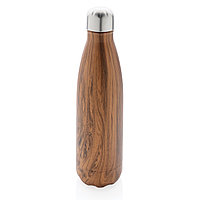 Вакуумная бутылка с принтом под дерево, коричневый, , высота 25,8 см., диаметр 6,7 см., P436.489