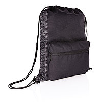 Светоотражающий рюкзак на шнурке из RPET AWARE™, черный; , Длина 34 см., ширина 14 см., высота 44 см., диаметр