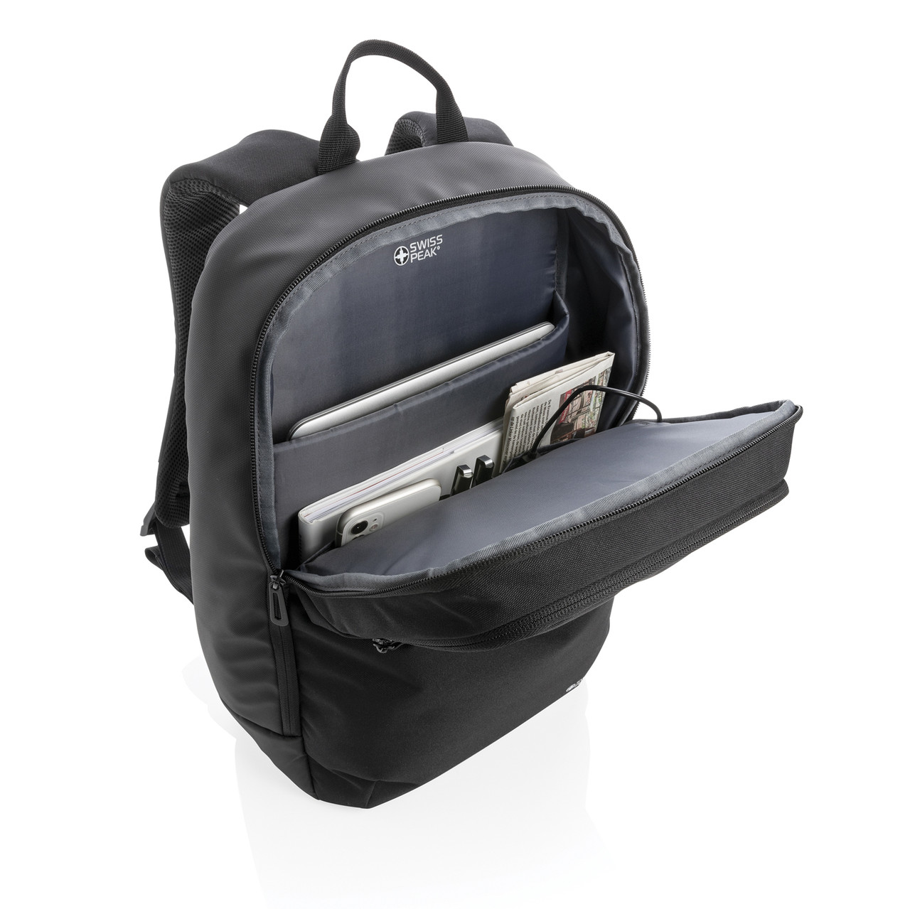 Рюкзак для ноутбука Swiss Peak со стерилизатором UV-C, черный; , Длина 30,5 см., ширина 13 см., высота 45 см., - фото 6 - id-p89058404