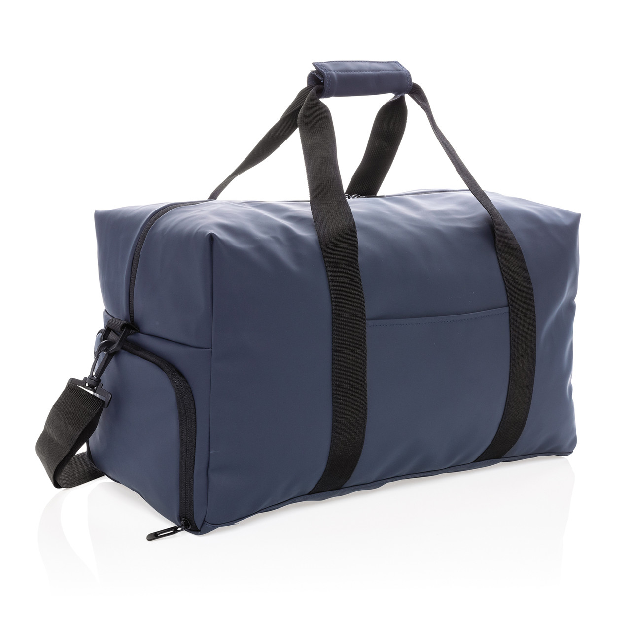 Дорожная сумка из гладкого полиуретана, темно-синий; , Длина 50 см., ширина 25 см., высота 28 см., диаметр 0