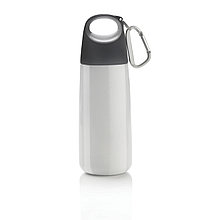 Бутылка для воды с карабином Bopp Mini, 350 мл, белый, белый; темно-серый, , высота 18 см., диаметр 6 см.,