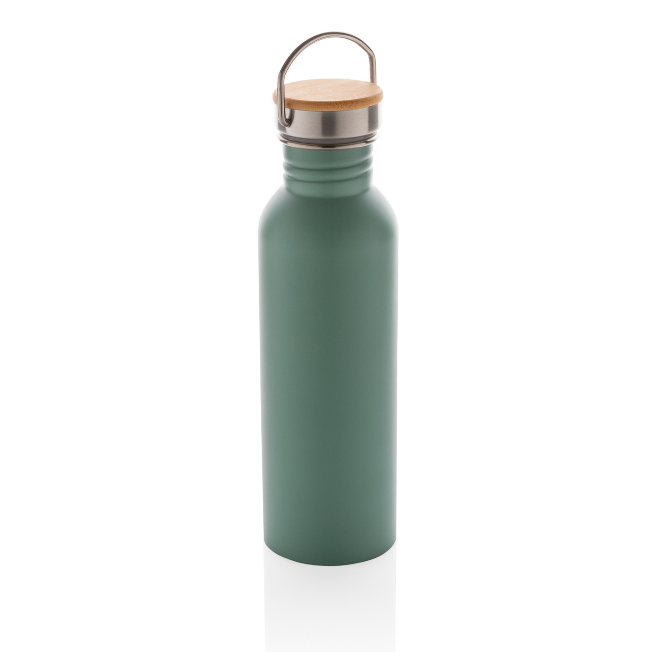 Бутылка из нержавеющей стали с бамбуковой крышкой Modern, зеленый; , Длина 7,1 см., ширина 7,1 см., высота 24 - фото 1 - id-p91482136