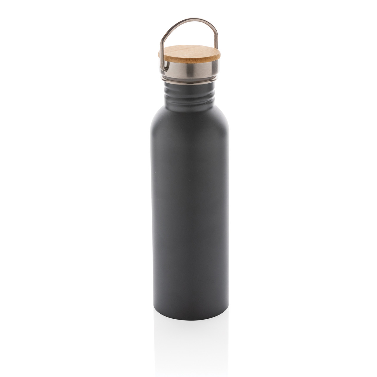 Бутылка из нержавеющей стали с бамбуковой крышкой Modern, серый; , Длина 7,1 см., ширина 7,1 см., высота 24 - фото 1 - id-p91482139