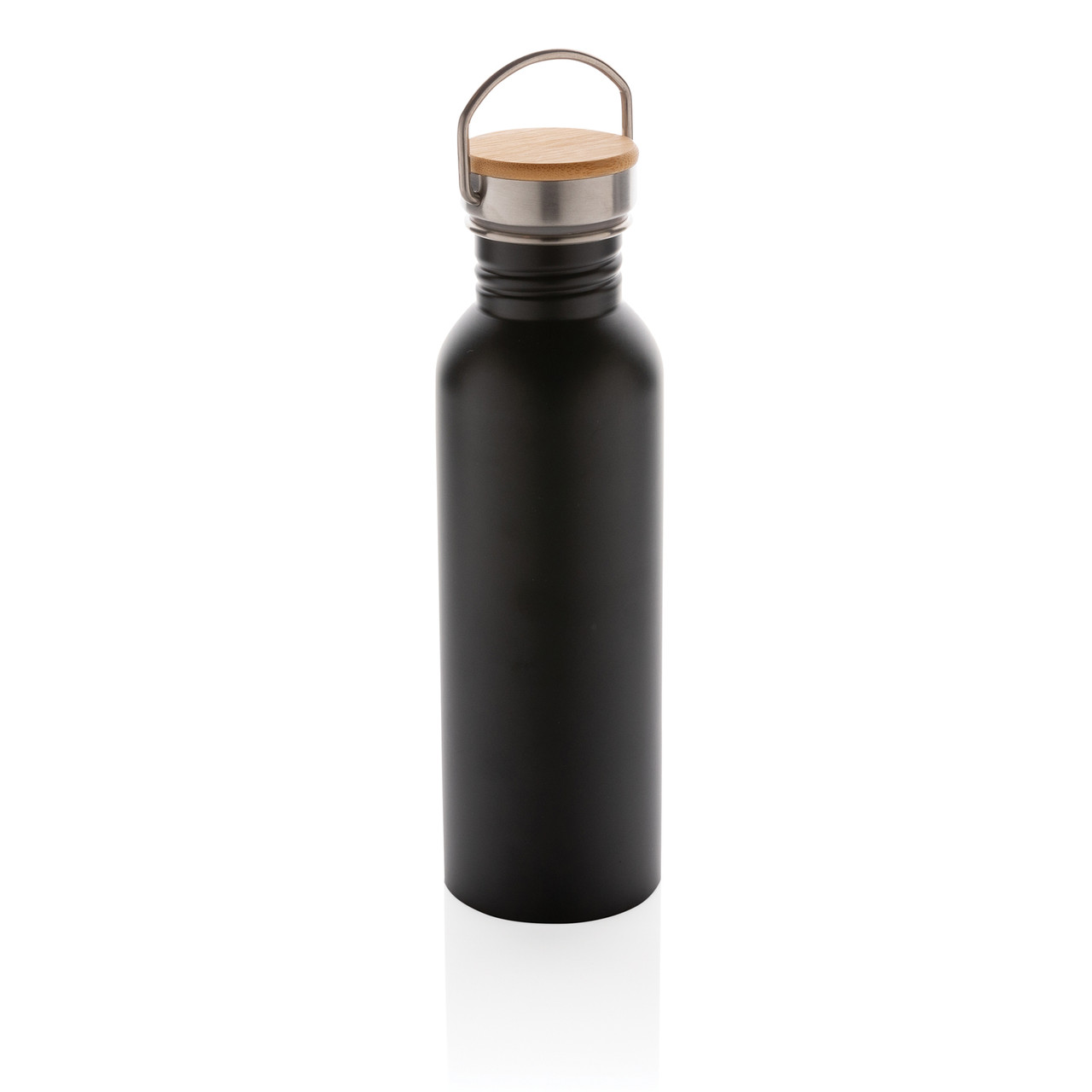 Бутылка из нержавеющей стали с бамбуковой крышкой Modern, черный; , Длина 7,1 см., ширина 7,1 см., высота 24 - фото 1 - id-p91482140