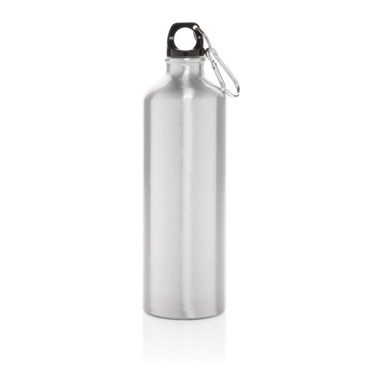 Алюминиевая бутылка для воды XL с карабином, серебряный; черный, Длина 7,3 см., ширина 7,3 см., высота 25 см., - фото 2 - id-p91482154