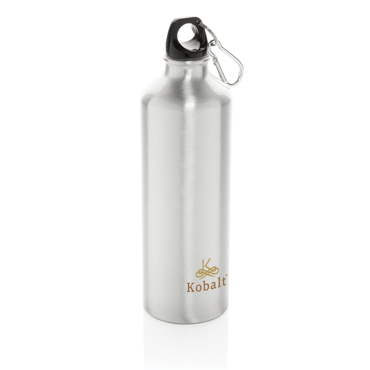 Алюминиевая бутылка для воды XL с карабином, серебряный; черный, Длина 7,3 см., ширина 7,3 см., высота 25 см., - фото 6 - id-p91482154