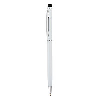 Тонкая металлическая ручка-стилус, белый; , , высота 13,6 см., диаметр 0,8 см., P610.623