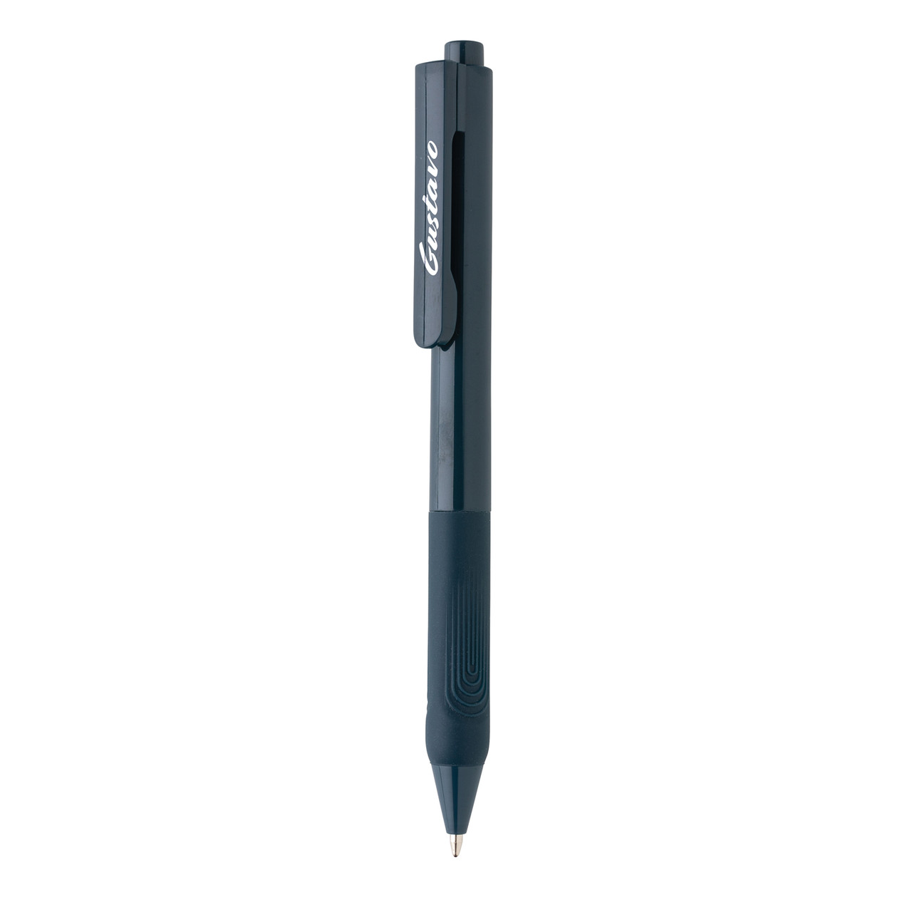 Ручка X9 с глянцевым корпусом и силиконовым грипом, темно-синий; , , высота 14,3 см., диаметр 1,1 см., - фото 4 - id-p92274188