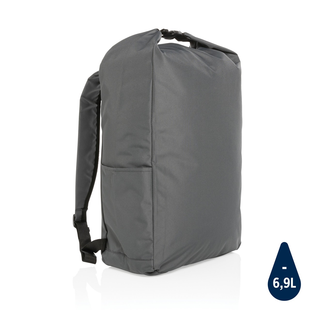 Легкий рюкзак роллтоп Impact из RPET AWARE™, темно-серый; , Длина 31,5 см., ширина 14,5 см., высота 46 см.,