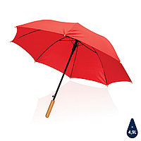 Автоматический зонт-трость с бамбуковой рукояткой Impact из RPET AWARE , d103 см , красный; , , высота 79,5