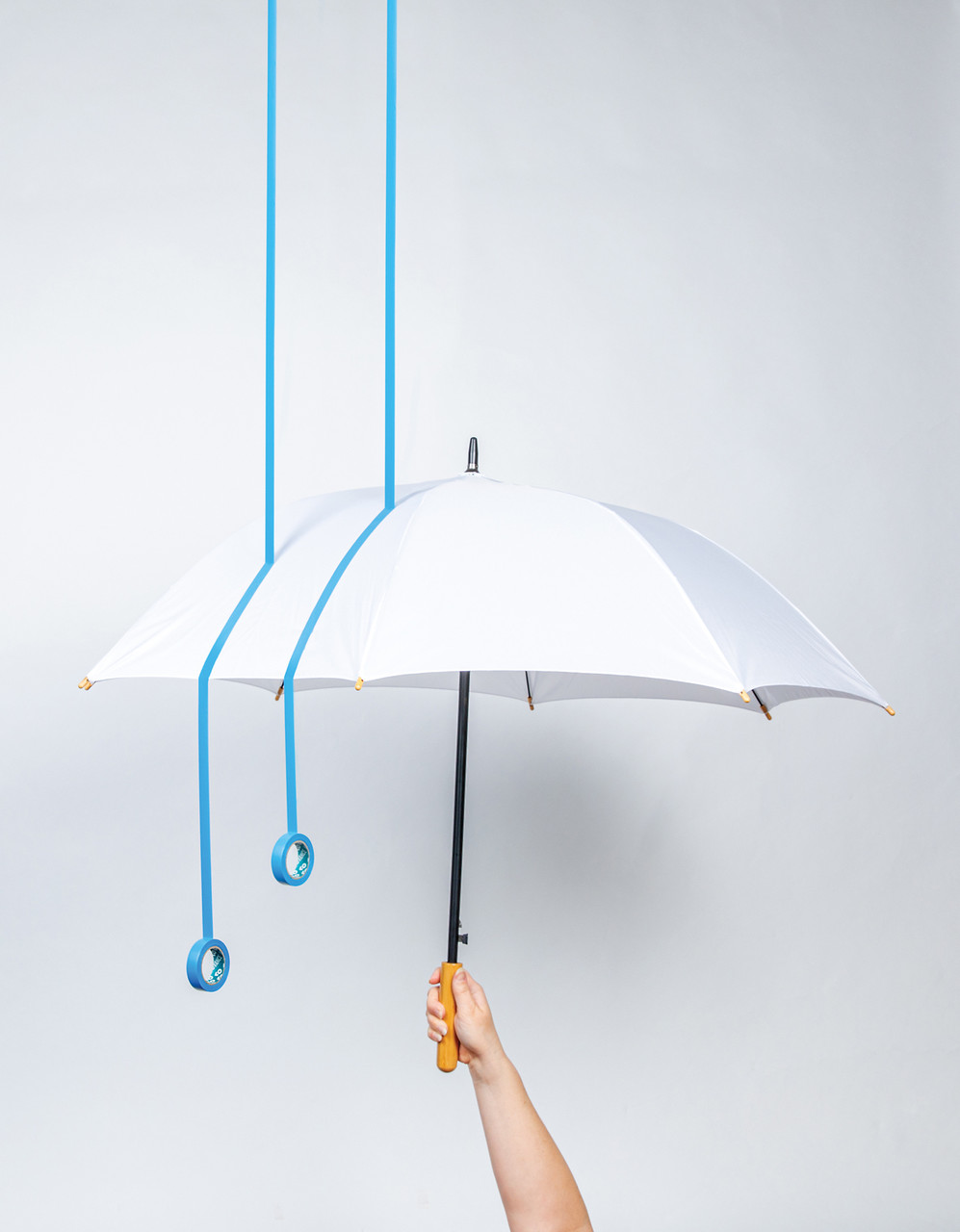 Автоматический зонт-трость с бамбуковой рукояткой Impact из RPET AWARE , d103 см , белый; , , высота 79,5 см., - фото 6 - id-p93533576