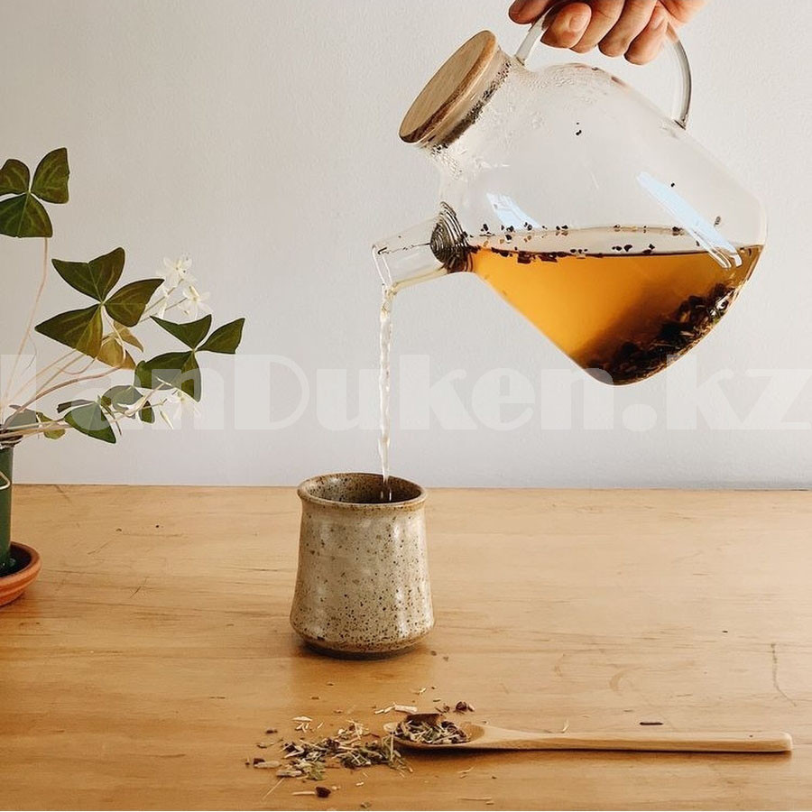 Чайник заварочный стеклянный с ситом на носике и деревянной крышкой 1,8 L для чая и кофе - фото 9 - id-p100447633