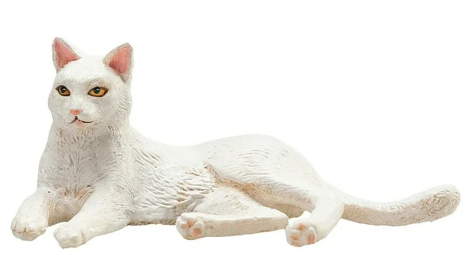 Mojo Фигурка Белая кошка лежит, 6 см