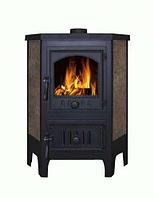 Чугунная угловая печь камин (от 35 до 80 м2) БАВАРИЯ с плитой