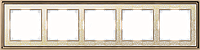 Рамка на 5 постов /WL77-Frame-05 (золото/белый)