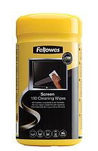 Fellowes FS-99703 Салфетки для экранов дерматологически безопасные, 100 шт. в тубе