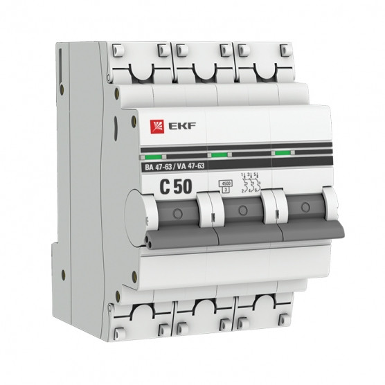 Автоматический выключатель 3P 50А ВА 47-63 EKF - фото 1 - id-p100484368