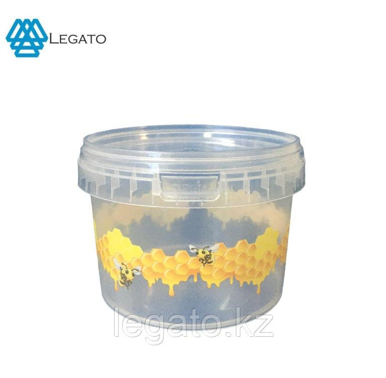 Ведро HTI 0,560л. ПЧЕЛКА прозрачное 600шт/кор (КРЫШКА ОТДЕЛЬНО) крышка:10961