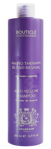 Шампунь с анти-желтым эффектом для осветленных и седых волос 500мл ANTI-YELLOW SHAMPOO BOUTICLE