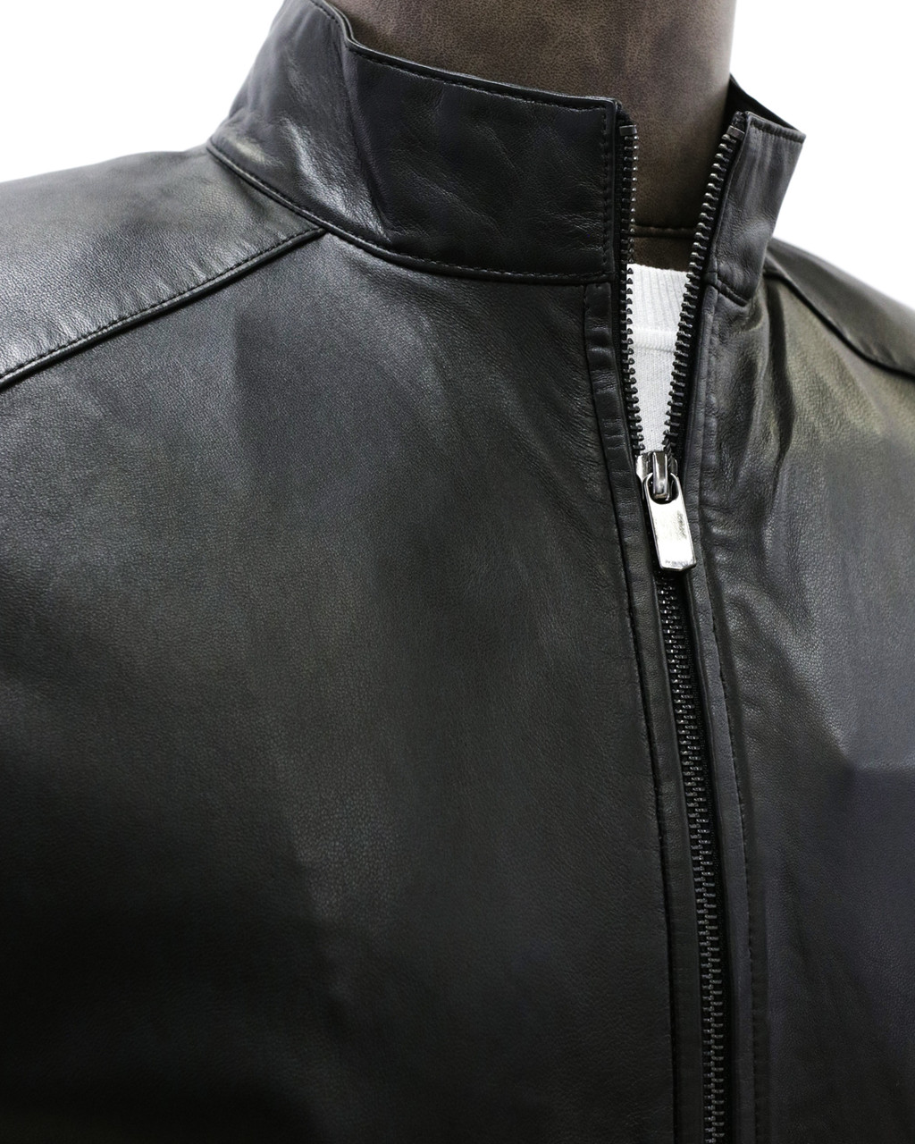 Мужская кожаная куртка «UM&H 76949235» черная - фото 3 - id-p100485105