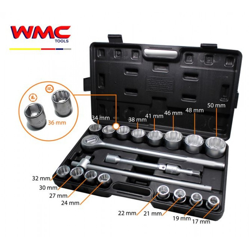 Набор инструментов 21пр 3/4"(12гр) WMC TOOLS