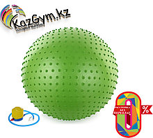 Фитбол, мяч для фитнеса массажный с насосом, (d=75см) FBm75-green