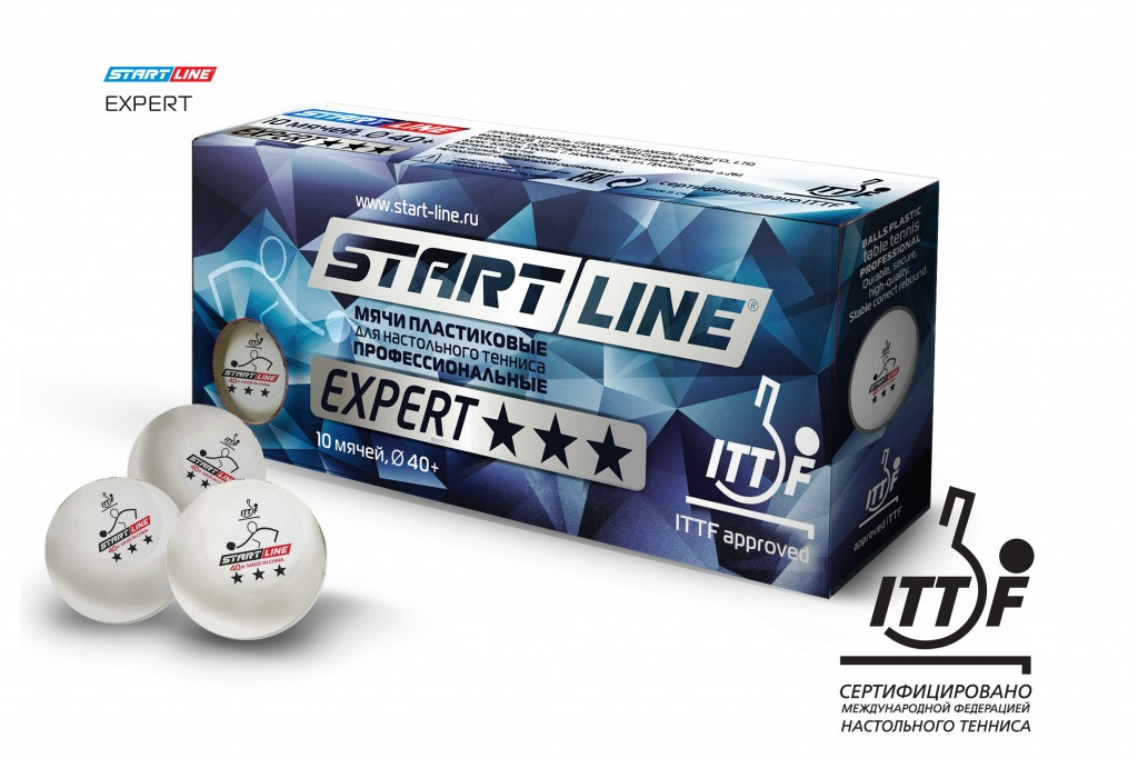 Шарики для настольного тенниса EXPERT 3* ITTF (10 мячей в упаковке, белые)